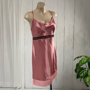 Rose gold silky lingerie with cut out waist slip